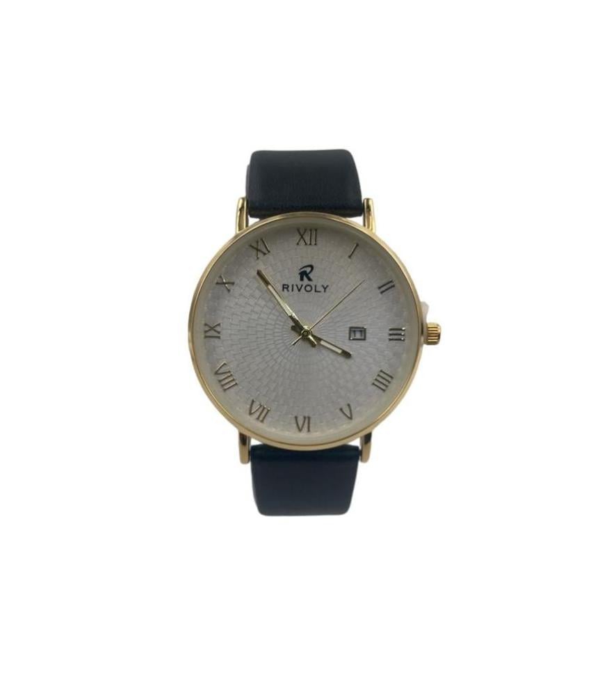 ساعه رجالي جلد ذهبي على اسود