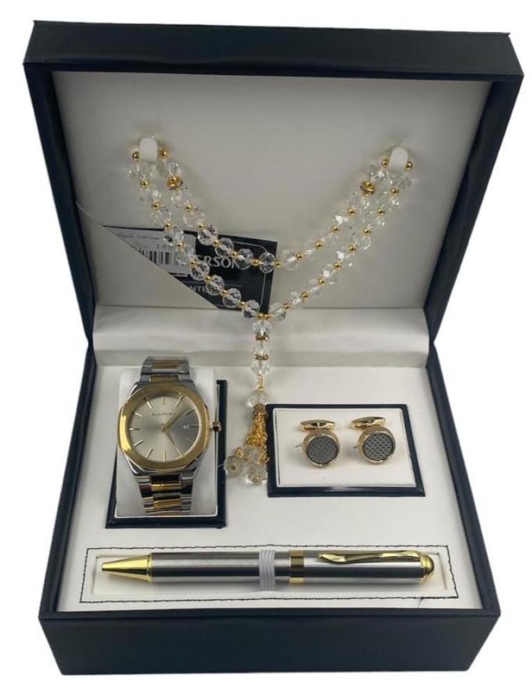 طقم رجالي ساعة استيل مع سبحه وكباك وقلم