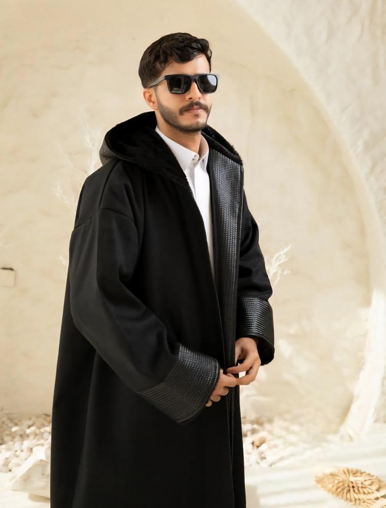 فروات رجالي جوخ مع حواف جلد