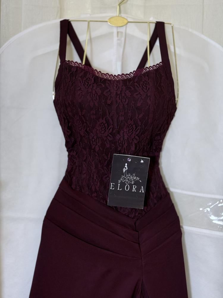 فستان دانتيل عنابي