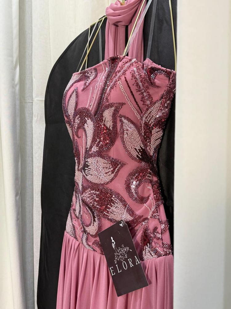 فستان تطريز كرستال ملون