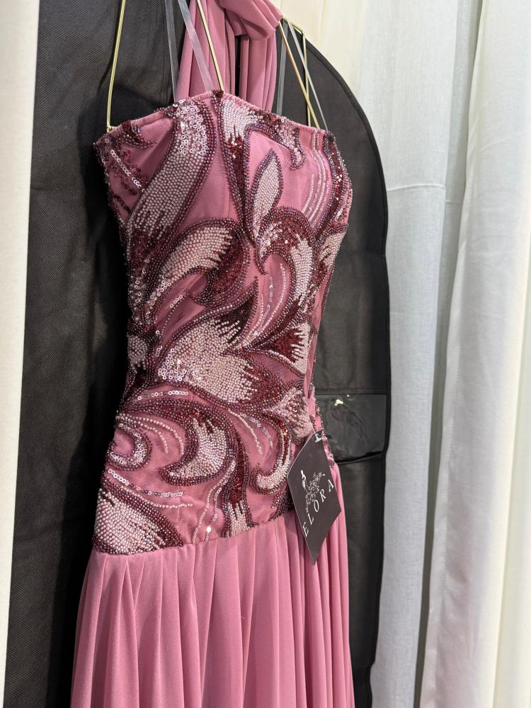 فستان تطريز كرستال ملون