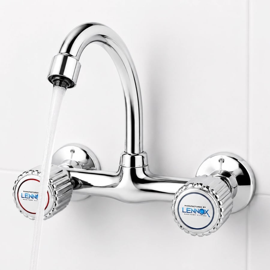 Wall-Mounted Chrome Kitchen Sink Mixer