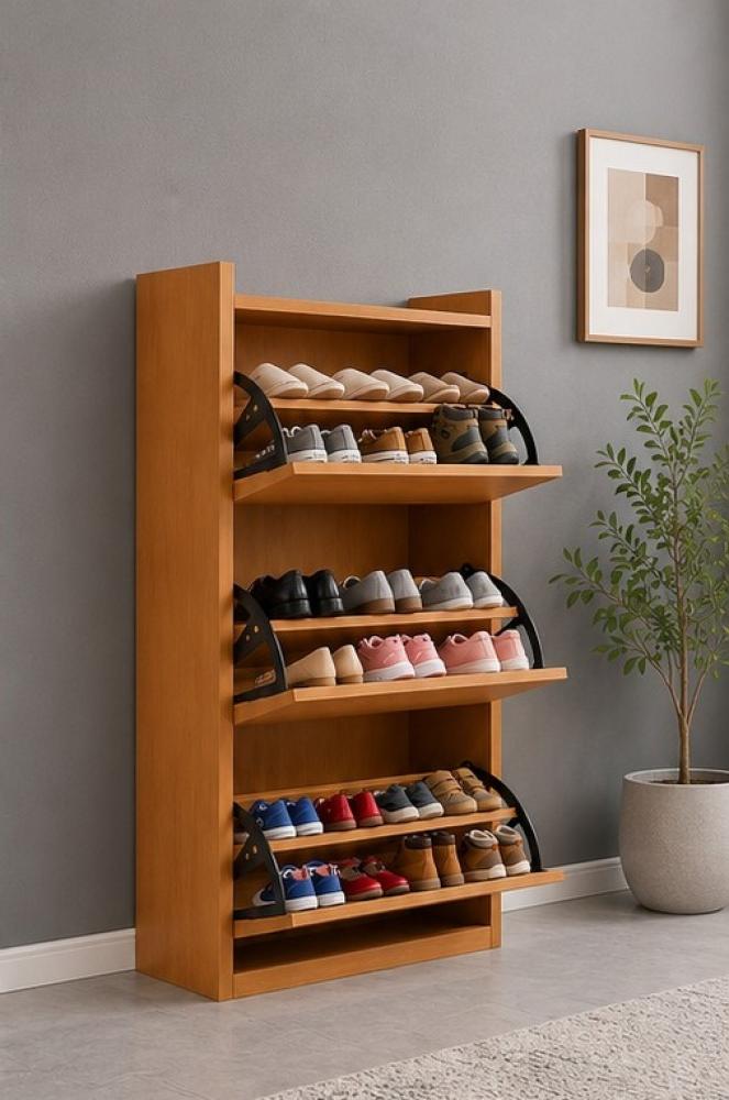 جزامة خشبية بباب مائل – تصميم عملي برفين داخل كل درج