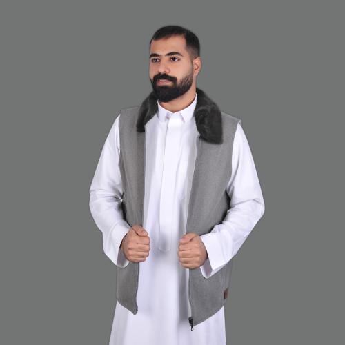 سديري رجالي دبل فيس رصاصي فاتح