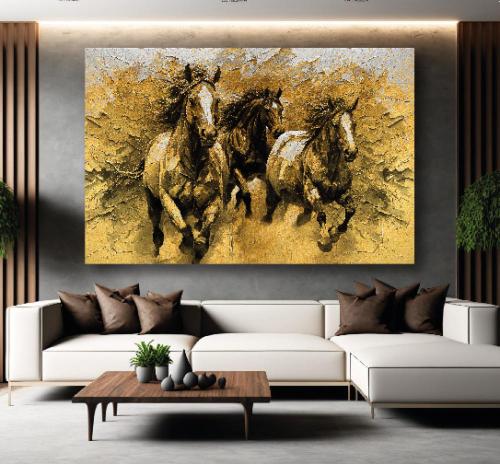 لوحة جدارية فنية بتصميم خيل C888