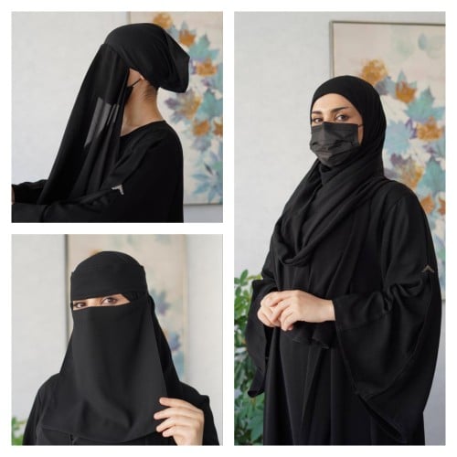 بكج 2 طرحه بندانه+نقاب طويل اسلامي مشبك