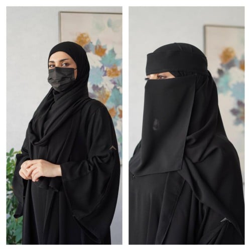 طرحة ربط + نقاب طويل اسلامي مشبك