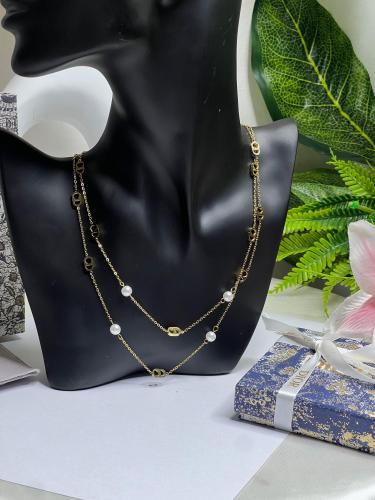 سلسال Dior معدن ذهبي لؤلؤ