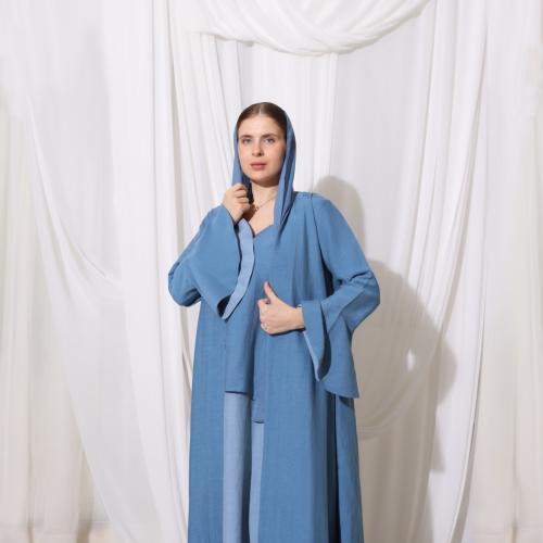 Muted Blue Flare Abaya