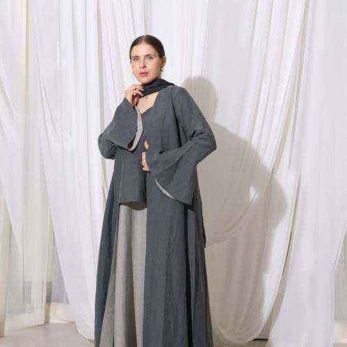 Grey Flare Abaya