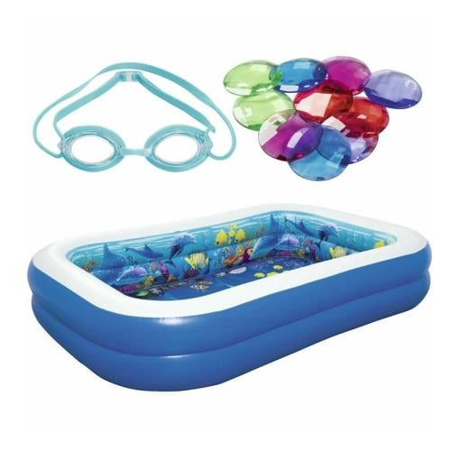 بست واي-مسبح نفخ مستطيل 3D قاع البحر  262CM x 175CM x 51CM