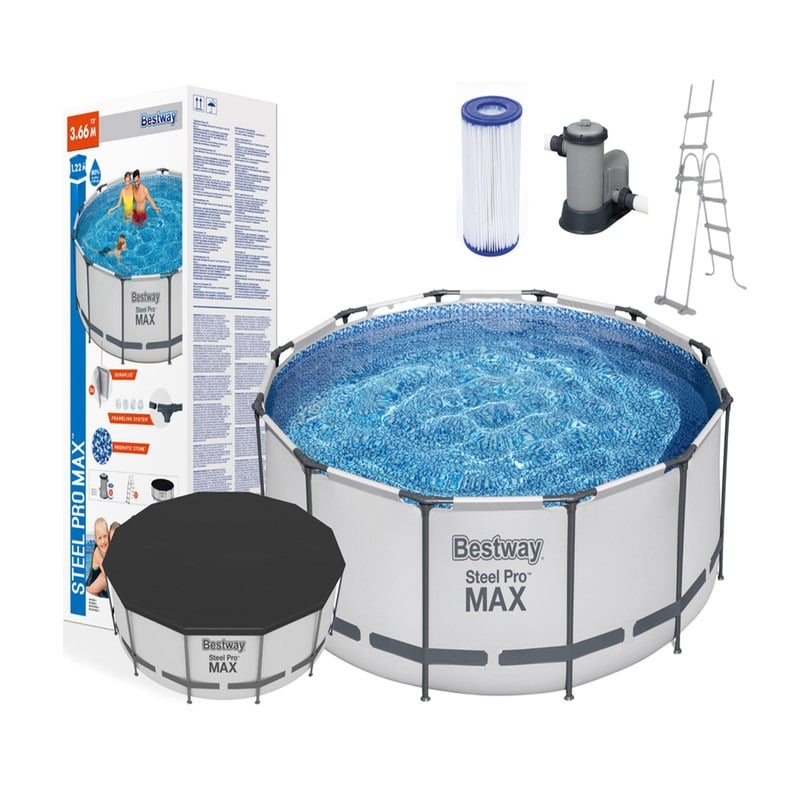 بست واي-مسبح شراع فريم دائرى مع فلتر وسلم 366X122 سم