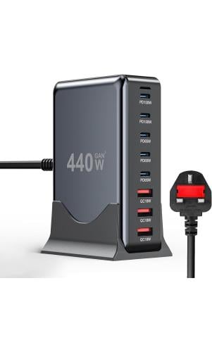 قاعدة شحن USB C 440 واط من لاكسدامر® - 5 منافذ نوع...