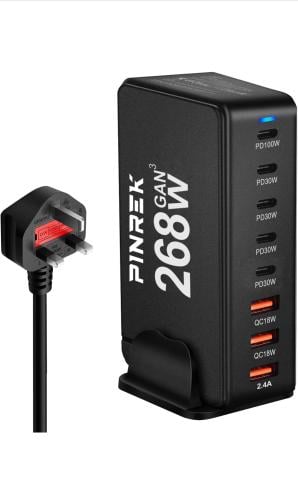شاحن USB C من بينريك 268 واط غان 8 منافذ نوع قاعدة...