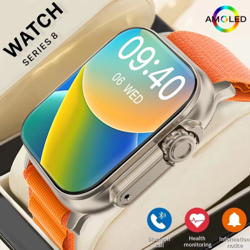 ساعة ذكية T800 Ultra 2 بشاشة AMOLED ومقاومة للماء