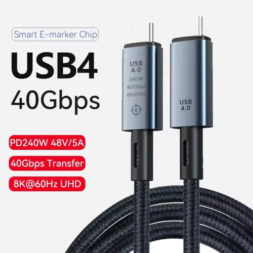 كابل USB 4 دعم 8K HD و240 وات شحن، سرعة 40 جيجابت/...