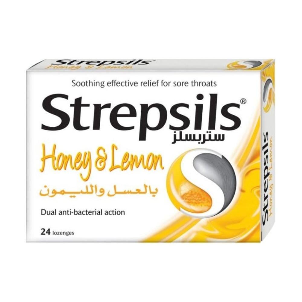 ستربسلز، أقراص بالعسل والليمون ملطفة لتخفيف أعراض التهاب الحلق - 24 قطعة