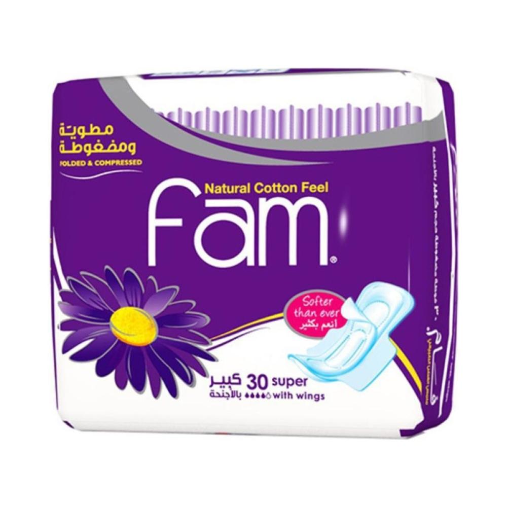 فام فوط نسائية مطوية و مضغوطة كبير بأجنحة  30 فوطة