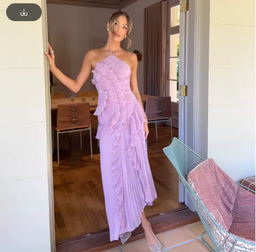 فستان نسائي مزين ب كرانيش