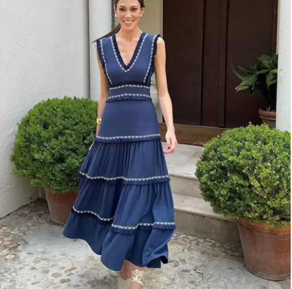 فستان صيفي أنيق مزين ب طبقات