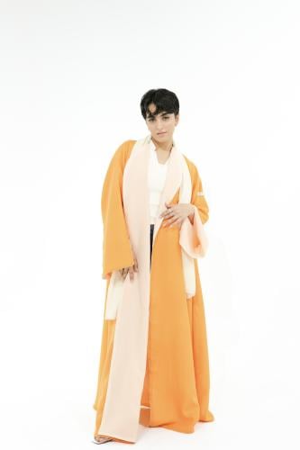 #77 Orange double face abaya