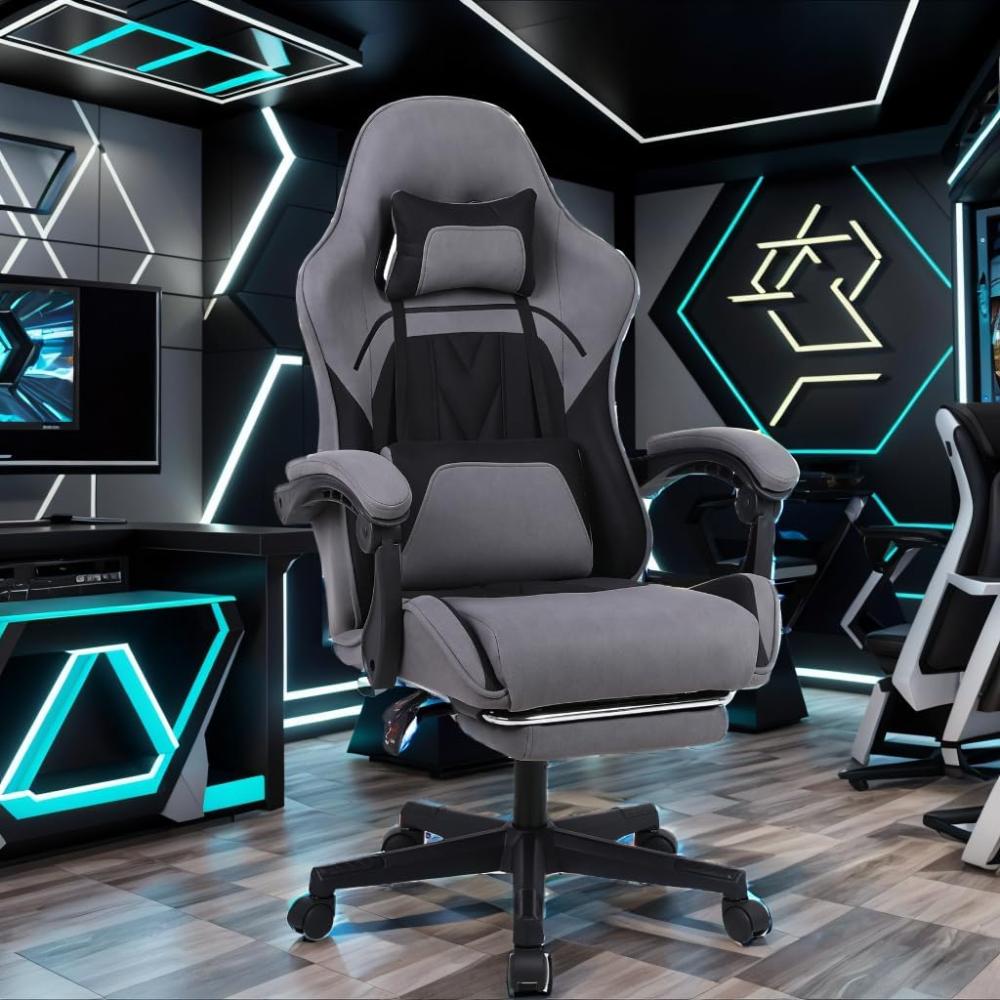 كرسي ألعاب للكمبيوتر من شولوفس بمسند للقدمين ووlسادة دعم لأسفل الظهر دوار  بزاوية 360 درجة - بروفيشوب متجرك الافضل لمستلزمات المنزل والرياضية والالعاب  والتخييم