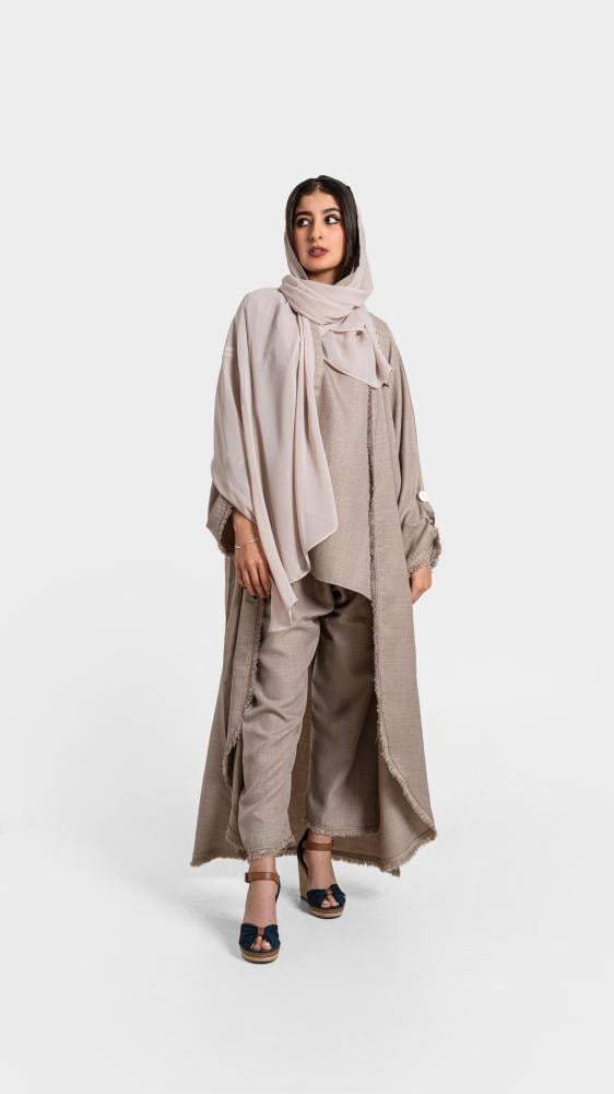 عبايه 4 قطع للسفر قماش كتان  RH36