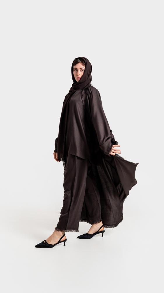 عبايه 4 قطع للسفر قماش كتان  RH36