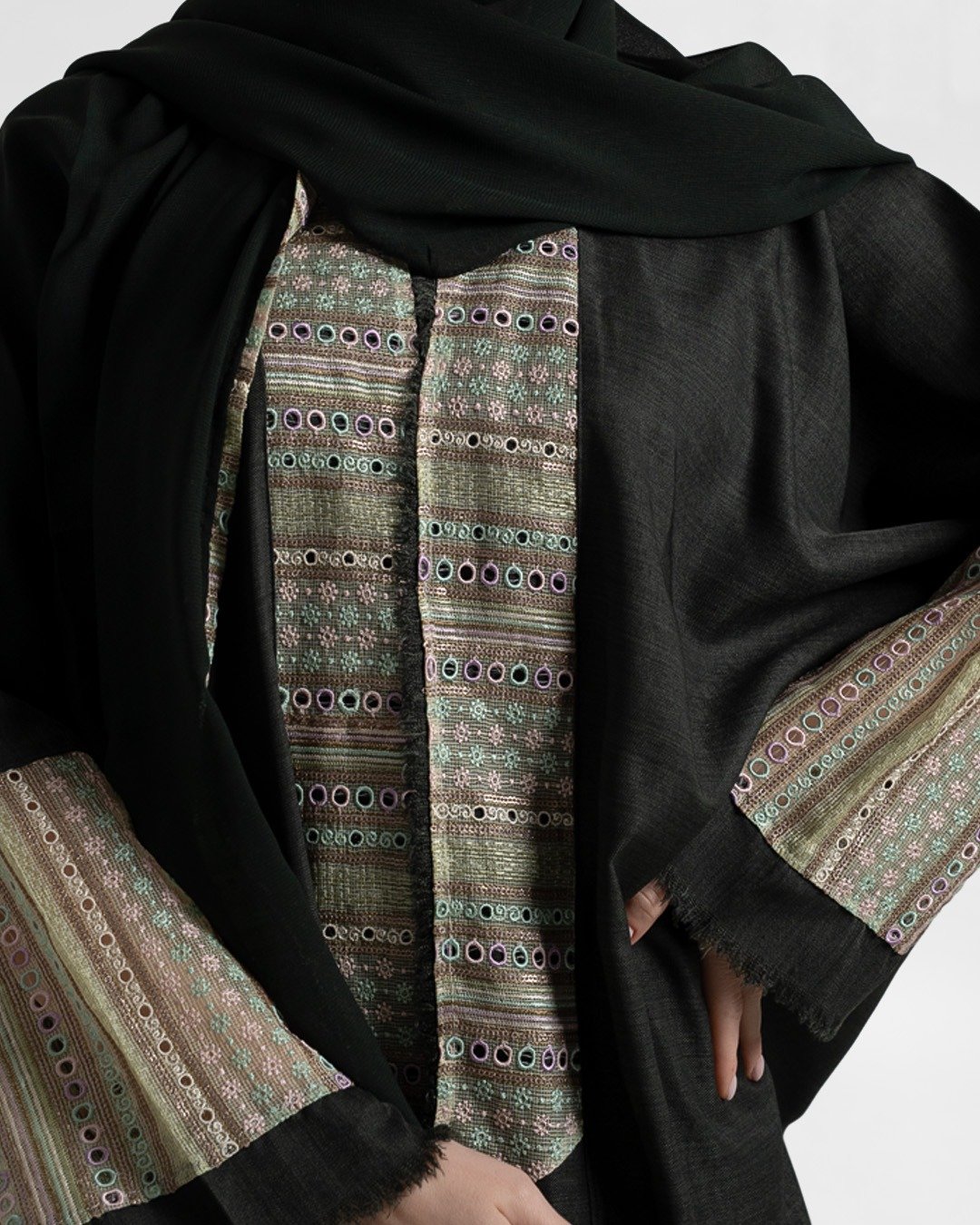 عباية نص بشت قماش كتان RH46