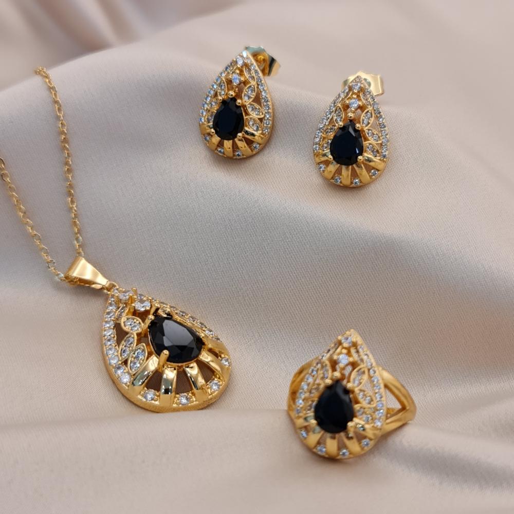 طقم إلماسيا نسائي أنيق مرصع بفصوص لامعة - اداسي