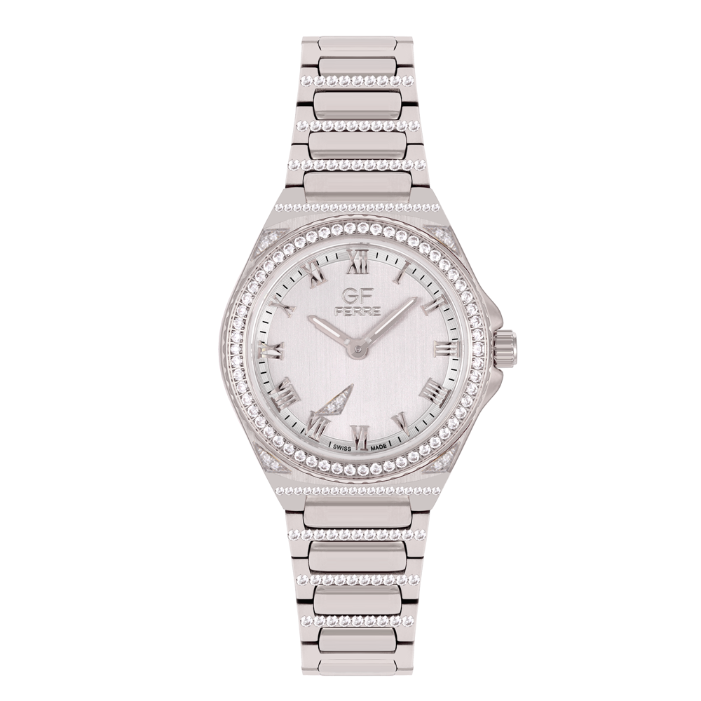 ساعة جي اف الماس نسائية فضي