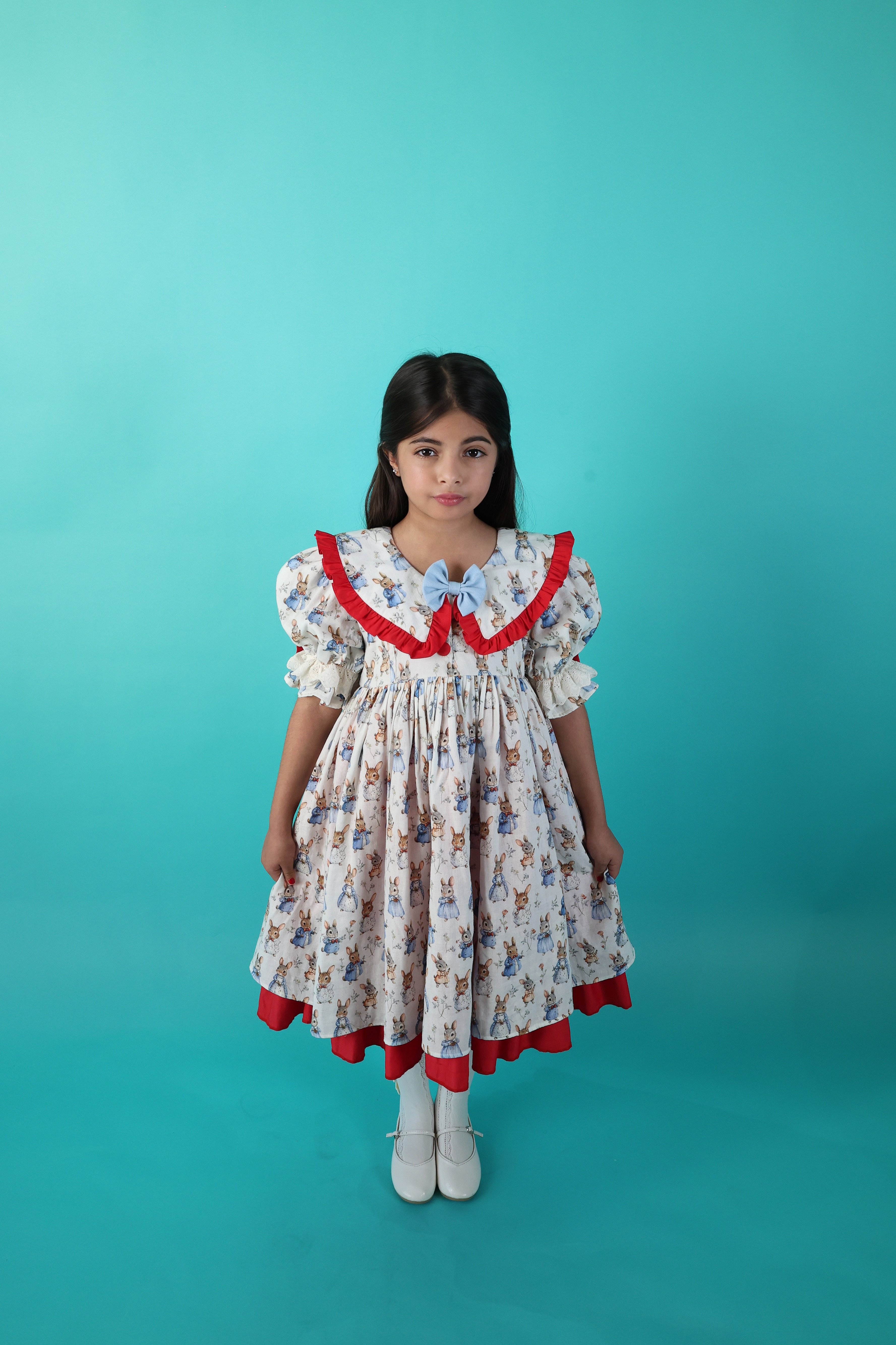 korean cotton dress with a distinctive childish Design made of natural fabric Size:9-12 Months or casual summer outings save30 Custom | Slim-Fit Sky