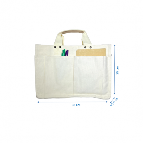 حقيبة قماشية بجيوب | Tote with pockets