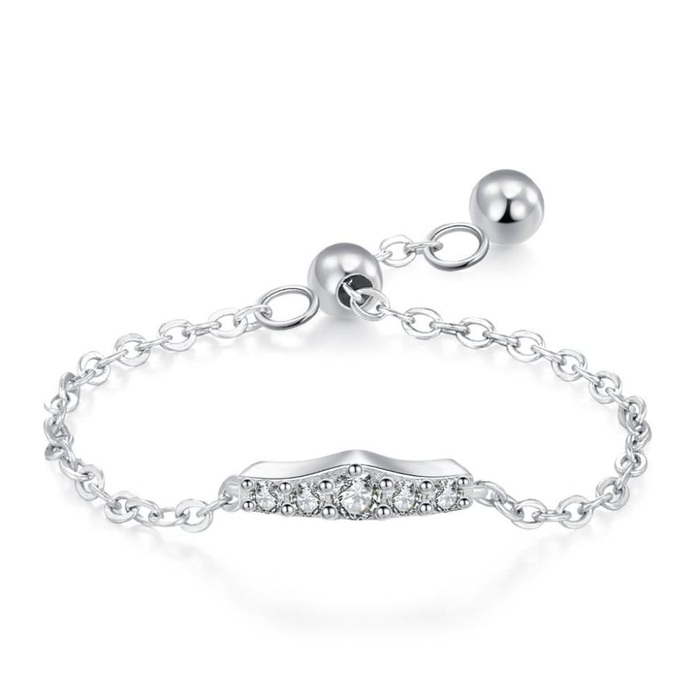 خاتم سلسلة قابل للتعديل من الفضة الإسترلينية بحجر زركون (فضة استرليني 925)