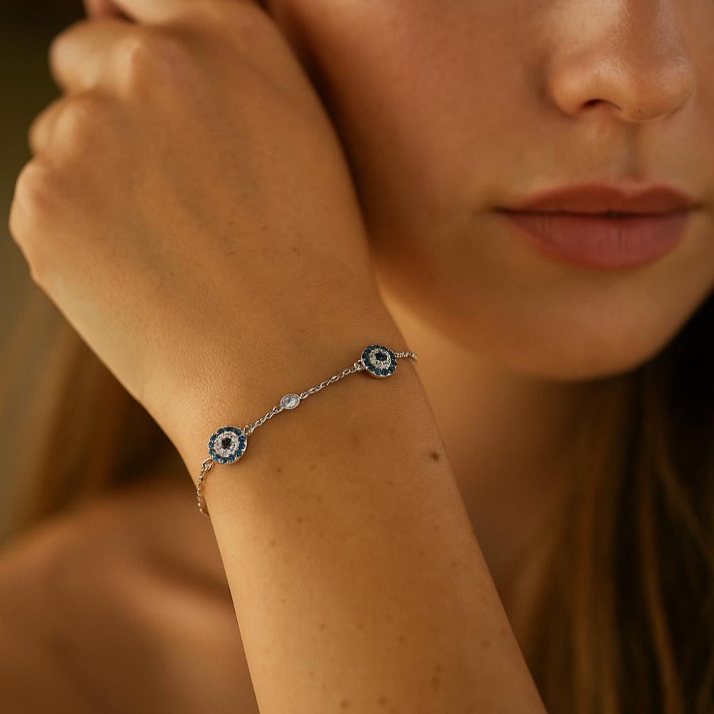 سوار العين الزرقاء السحرية (فضة إسترليني 925)