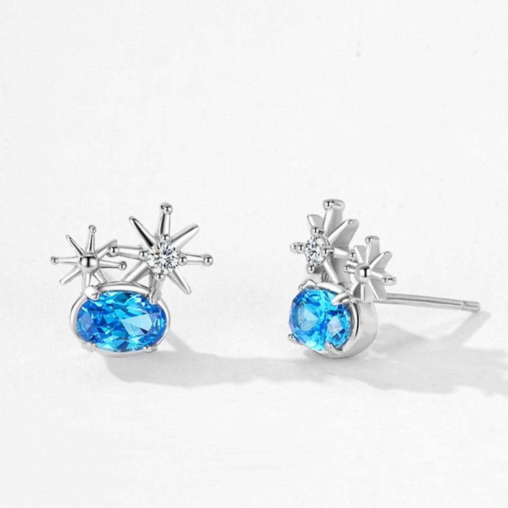 طقم فضة 925 قلادة وأقراط نجوم