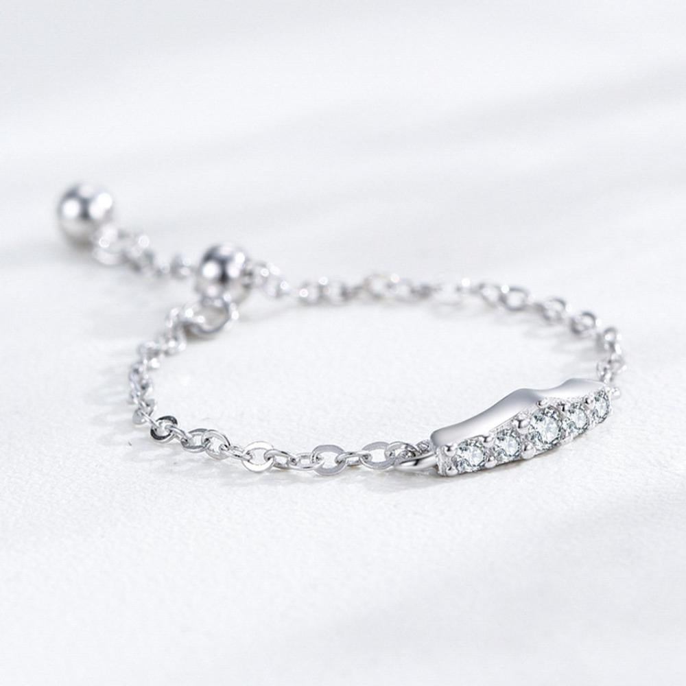 خاتم سلسلة قابل للتعديل من الفضة الإسترلينية بحجر زركون (فضة استرليني 925)