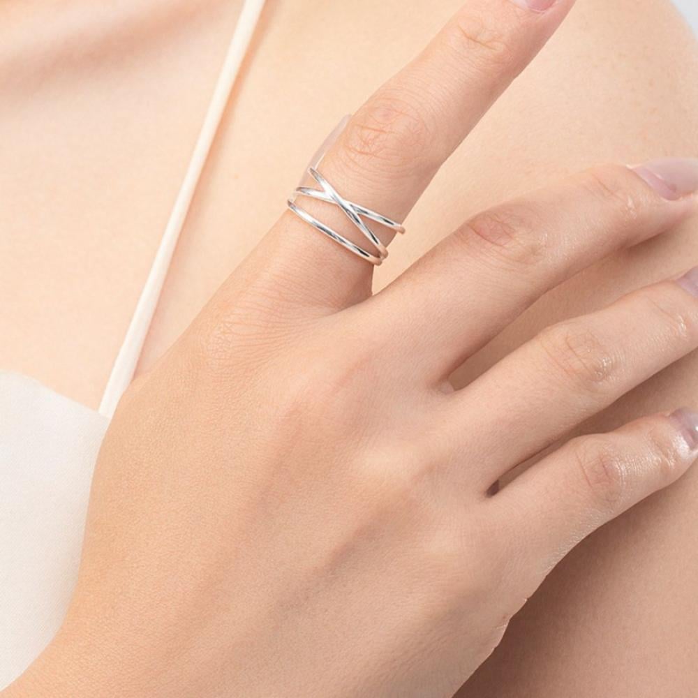 خاتم فضة إسترلينية بتصميم متشابك (فضة استرليني 925)