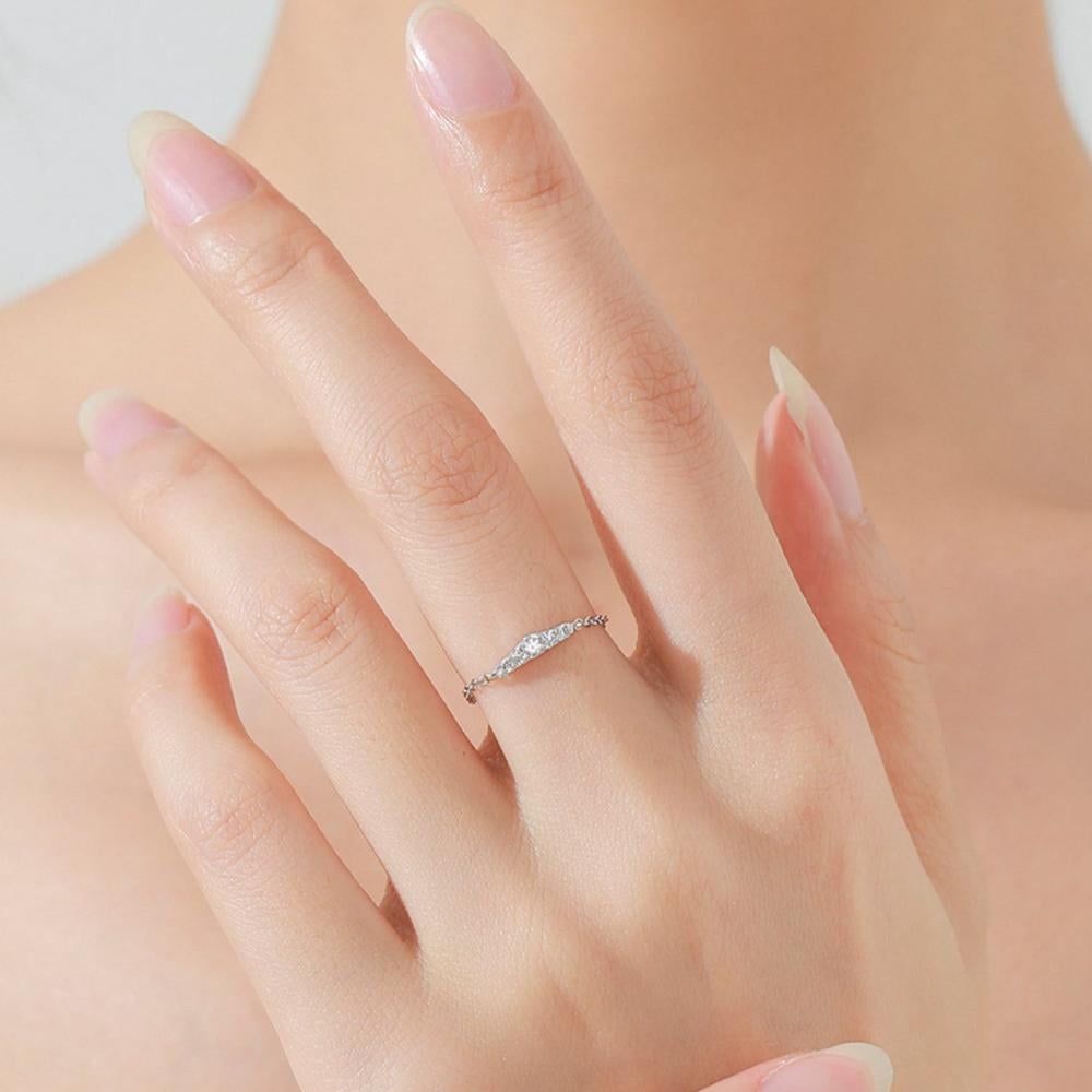 خاتم سلسلة قابل للتعديل من الفضة الإسترلينية بحجر زركون (فضة استرليني 925)