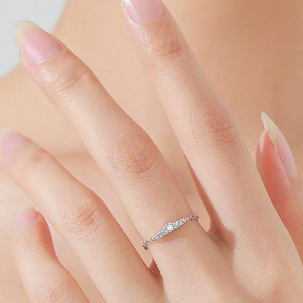 خاتم سلسلة قابل للتعديل من الفضة الإسترلينية بحجر زركون (فضة استرليني 925)