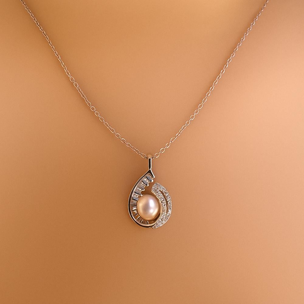 طقم اللؤلؤ البراق الفضي (فضة إسترليني 925)