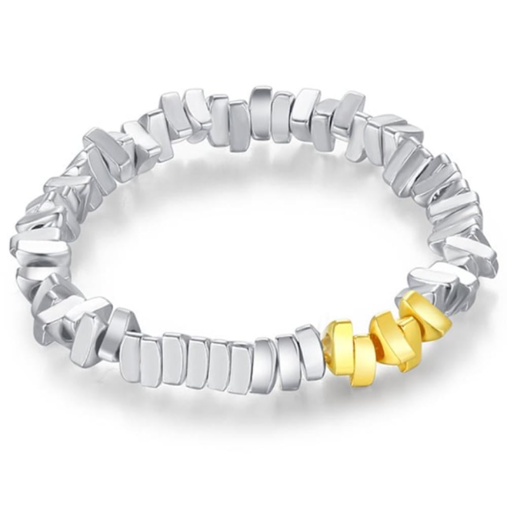 خاتم من الفضة الإسترلينية – تصميم بلونين ولمسات ذهبية (فضة استرليني 925)