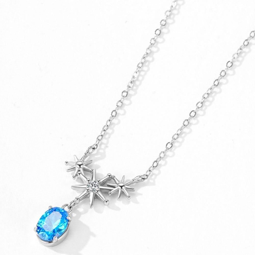 طقم فضة 925 قلادة وأقراط نجوم