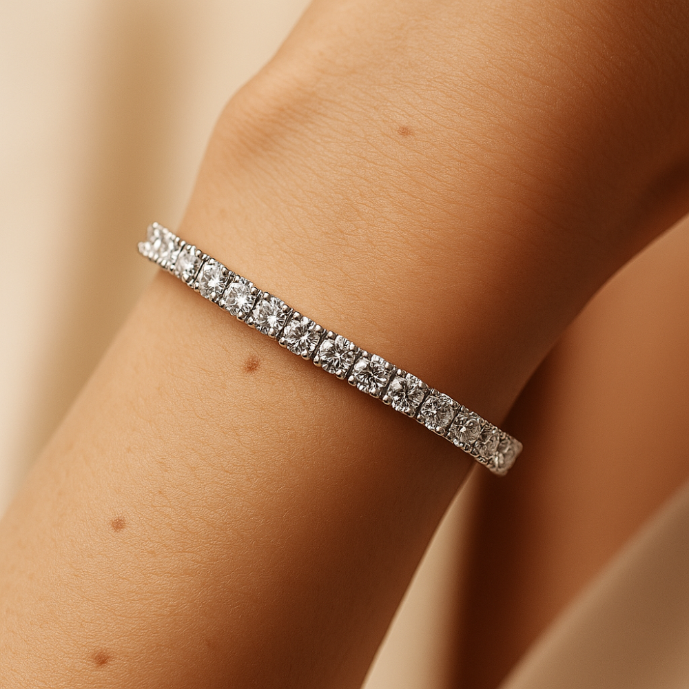 سوار تنس أنيق من الفضة الإسترلينية مرصع بأحجار الزركونيا المكعبة 4.0 ملم (فضة استرلينية 925)