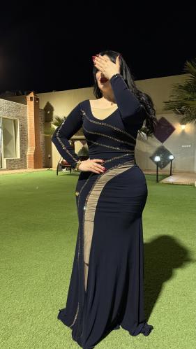 فستان كحلي استرتش بكرستال