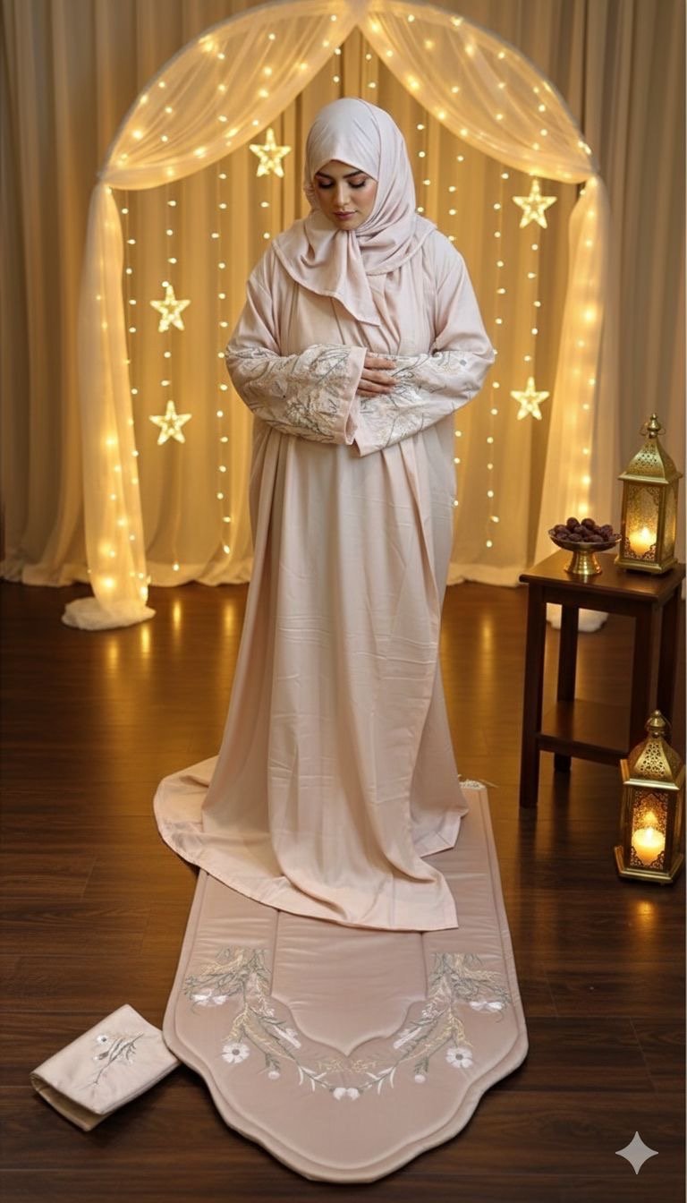 طقم شرشف صلاة وردي