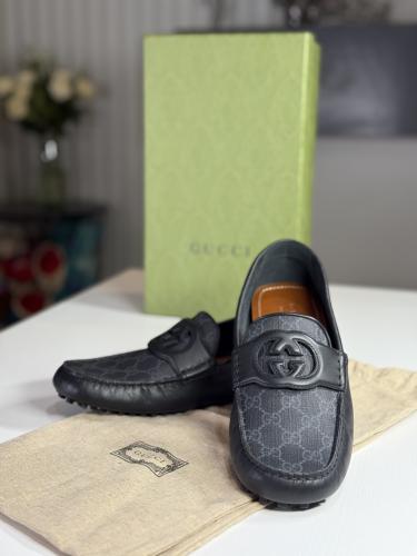 لوفر رسمي قوتشي سجنشر انترلوك Gucci Square Toe Lea...