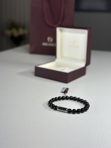 اقنر اسوار beaded بخرز- اسود/ فضي