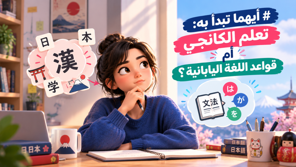 أيهما تبدأ به: تعلم الكانجي أم قواعد اللغة اليابانية؟